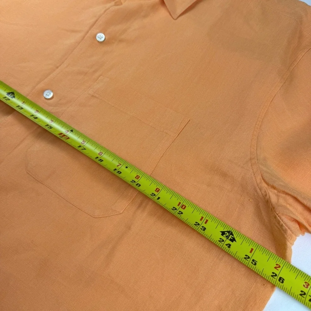 Banana Republic Shirt Mens XL Orange Long Sleeve 100% Linen Vintage Y2K EUC